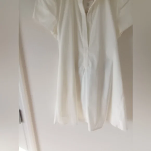 BCBG MAXAZRIA White Blouse With Black Ribbon Tie Back - Picture 6 of 7